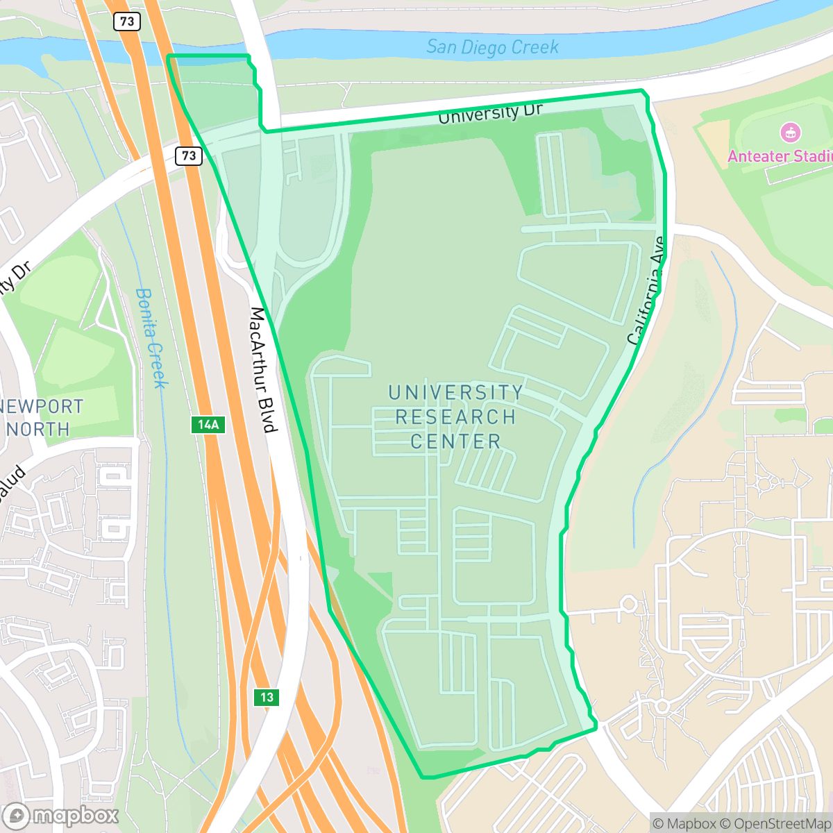 Map showing the location of Research Park, Irvine, CA