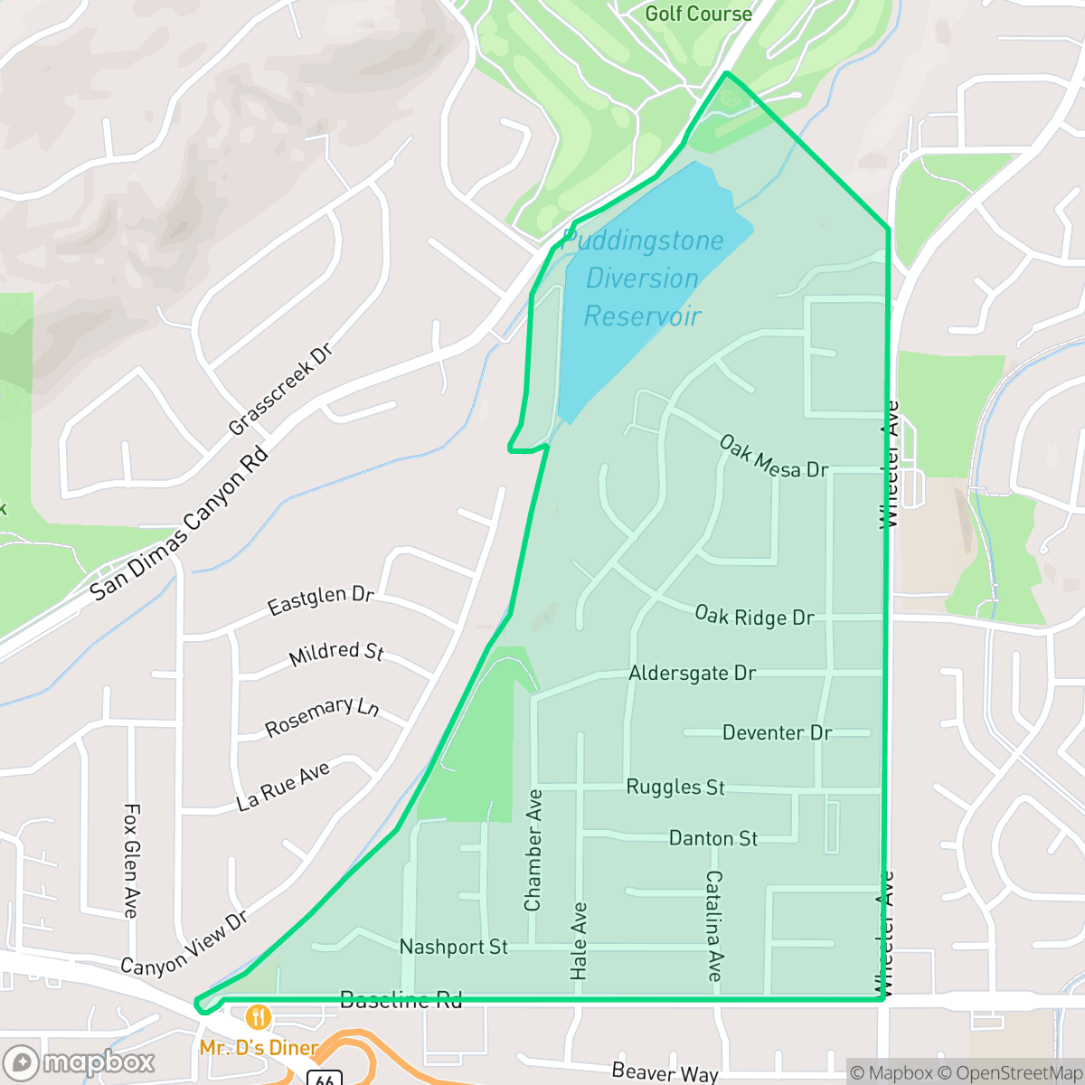 Map showing the location of Northwest La Verne, La Verne, CA