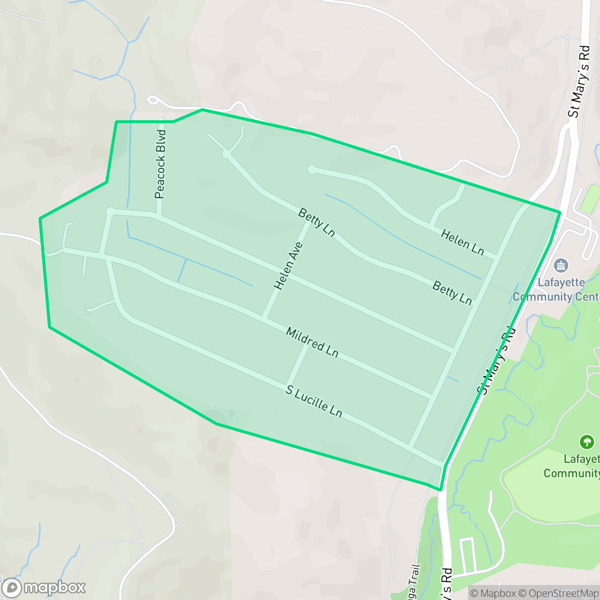 Map showing the location of Lafayette Valley Estates, Lafayette, CA