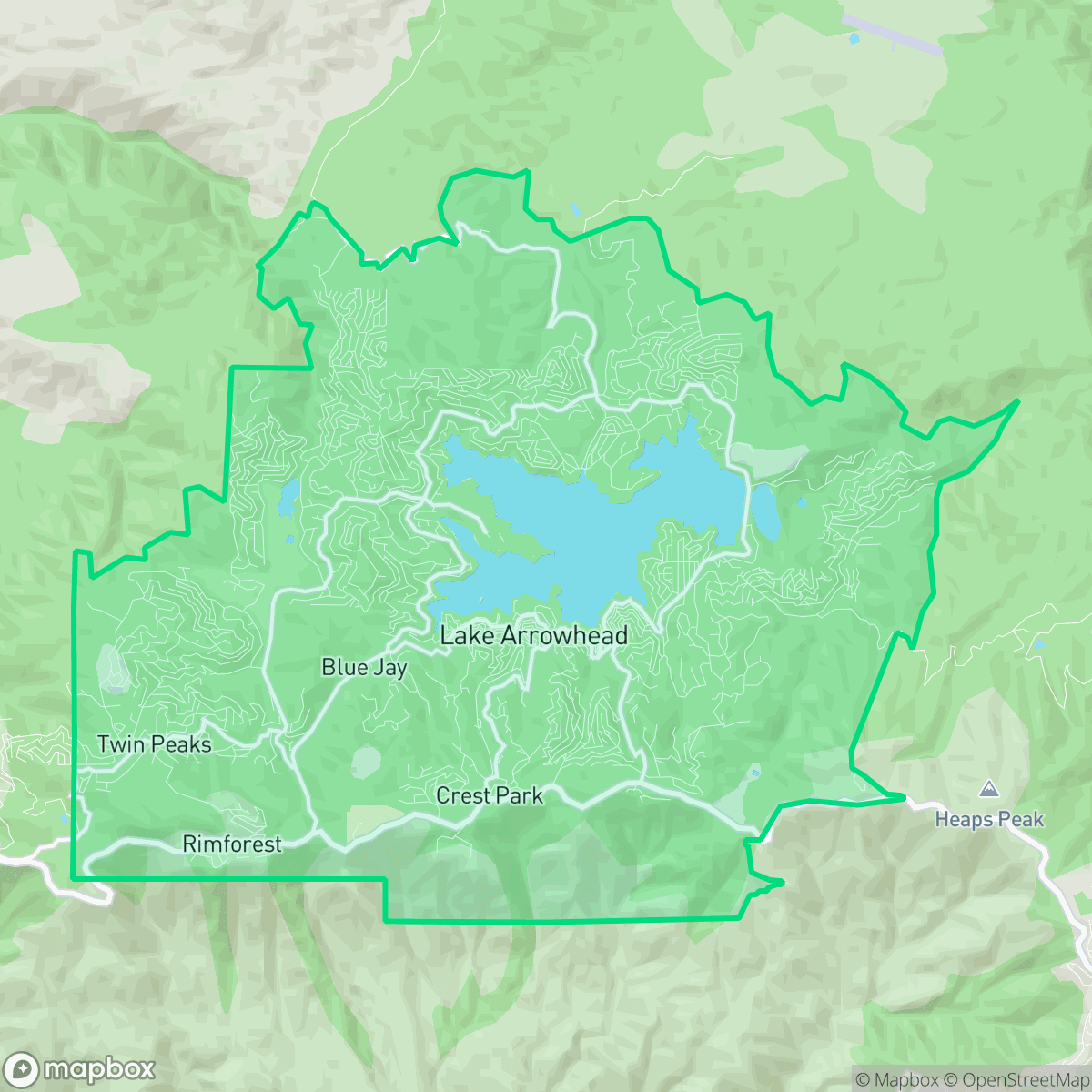 Map showing the location of Lake Arrowhead, CA — coverage area