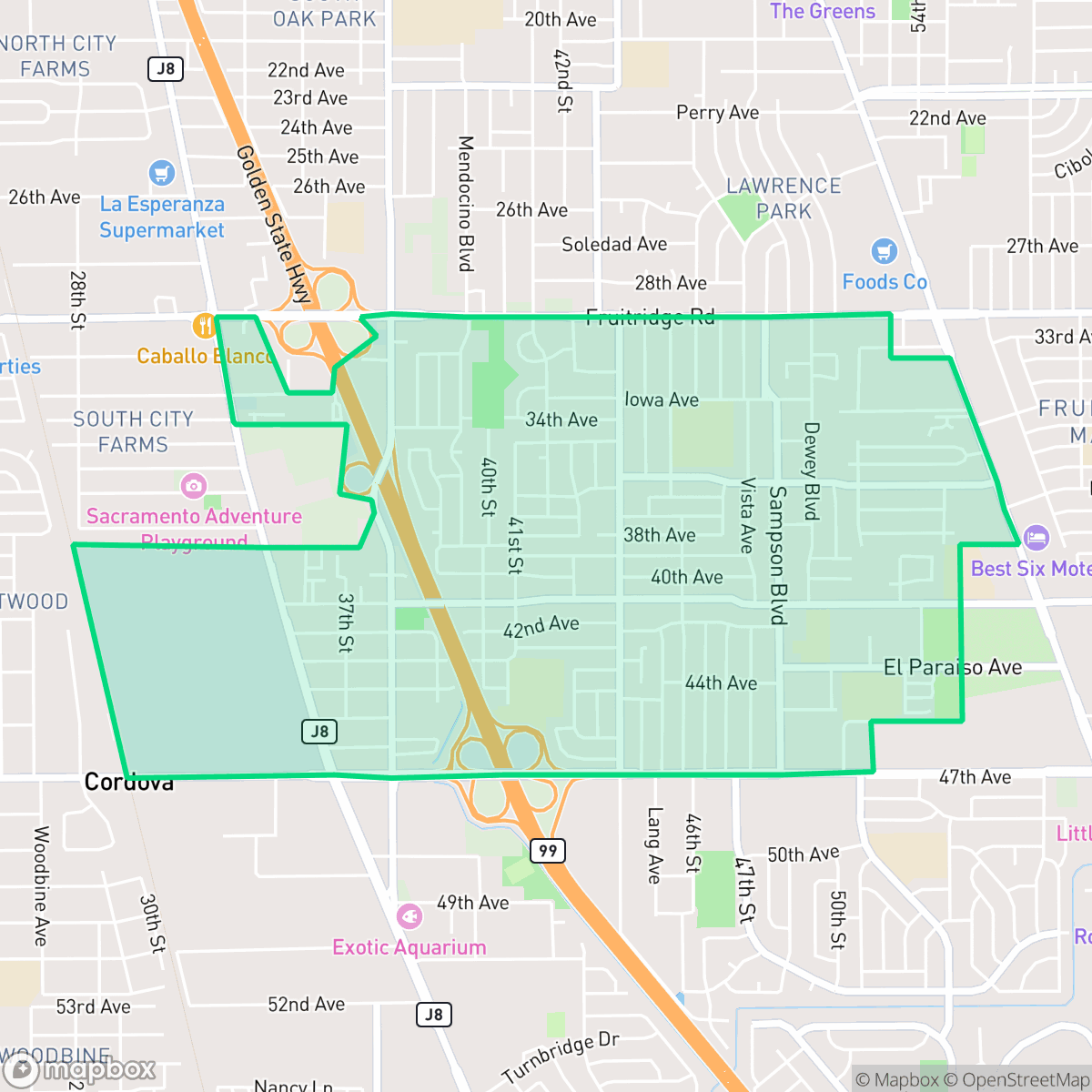 Map showing the location of Lemon Hill, CA — coverage area
