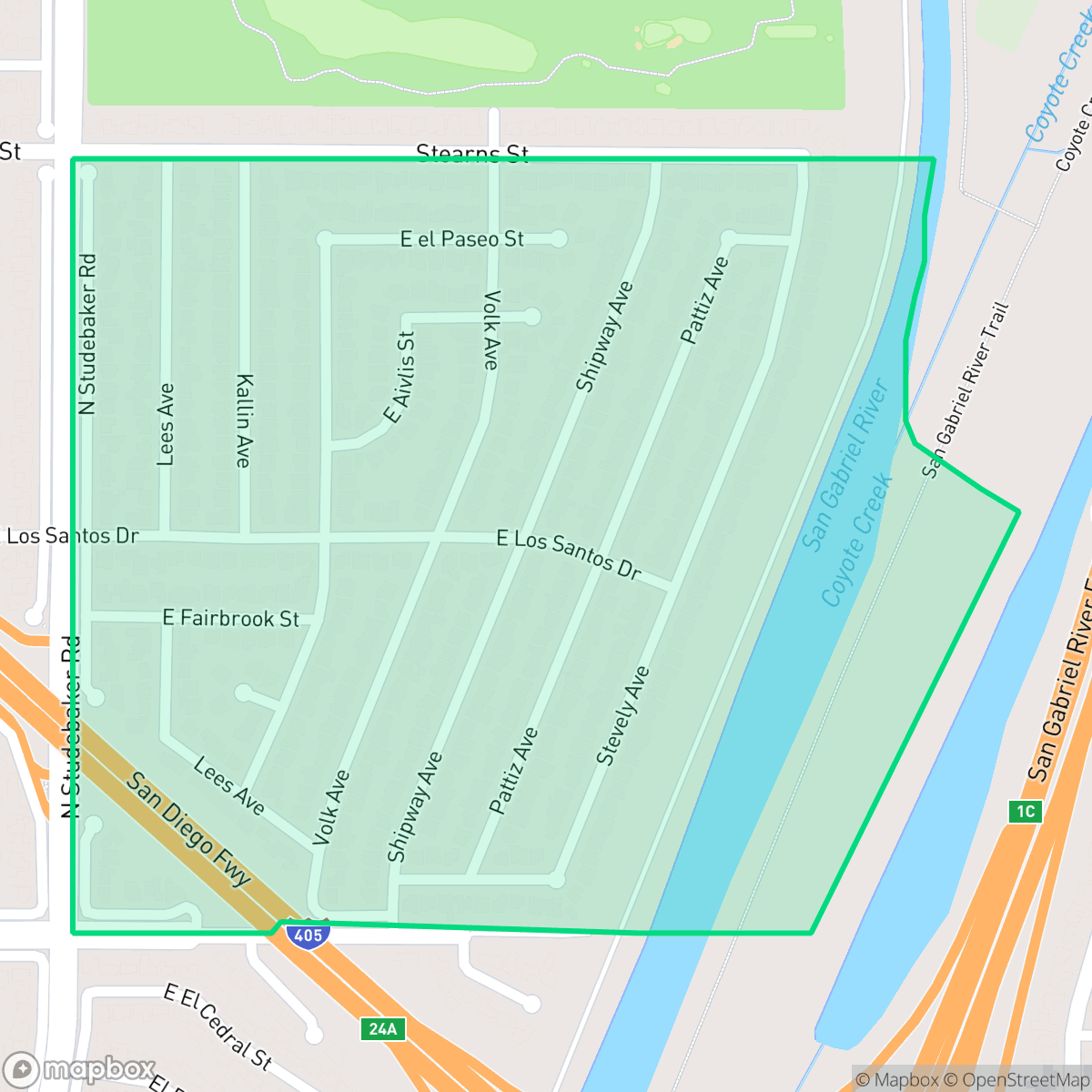Map showing the location of El Dorado South, Long Beach, CA
