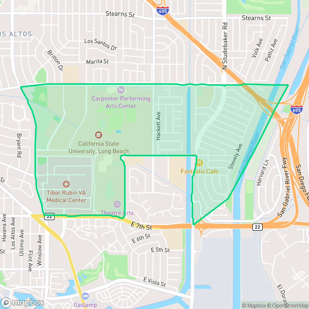 Map showing the location of State College Area, Long Beach, CA