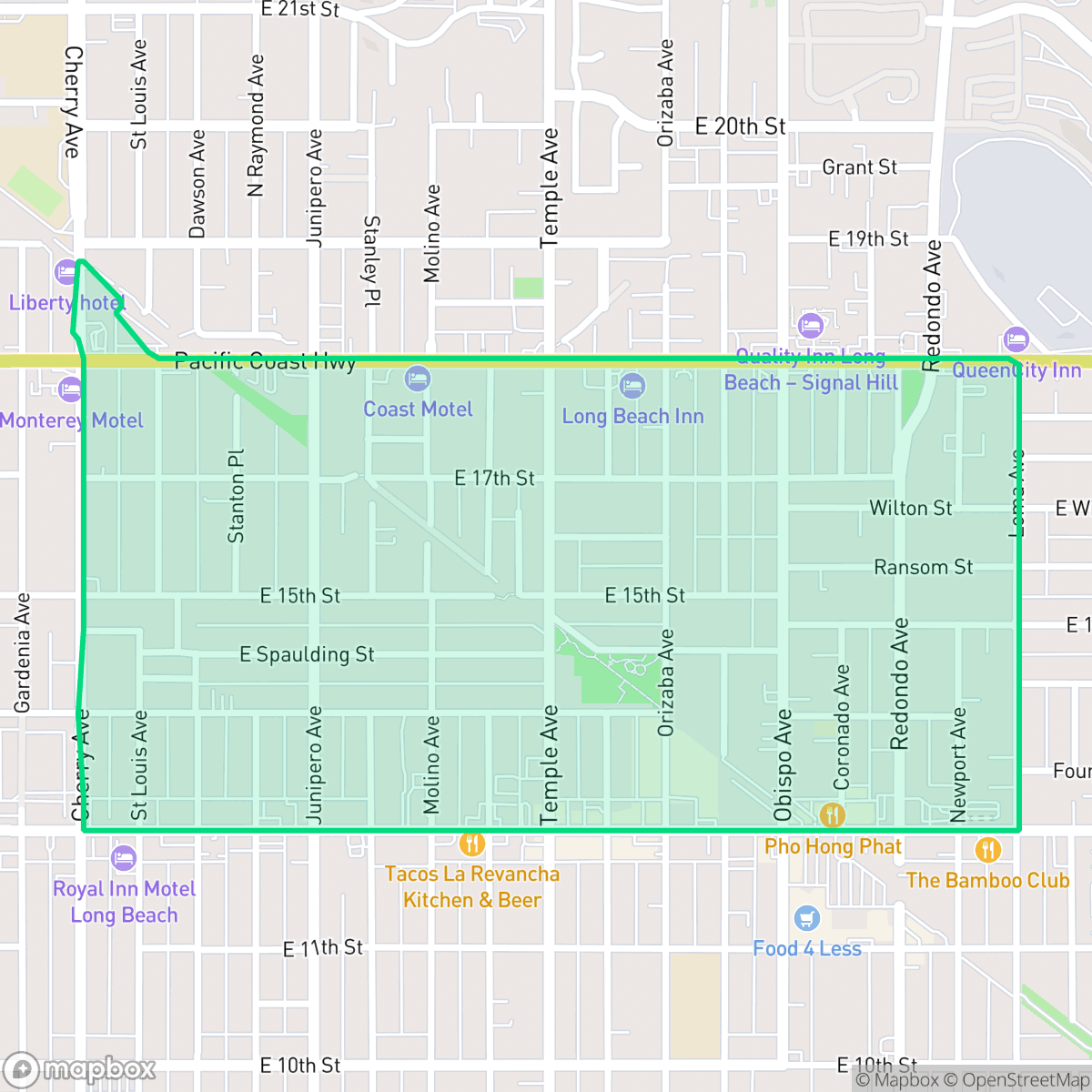 Map showing the location of Zaferia, Long Beach, CA