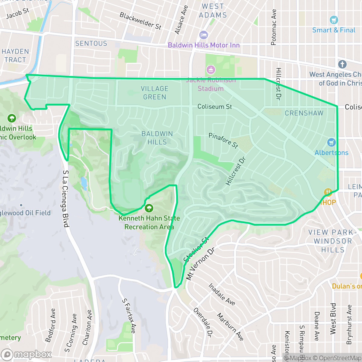 Map showing the location of Crenshaw, Los Angeles, CA