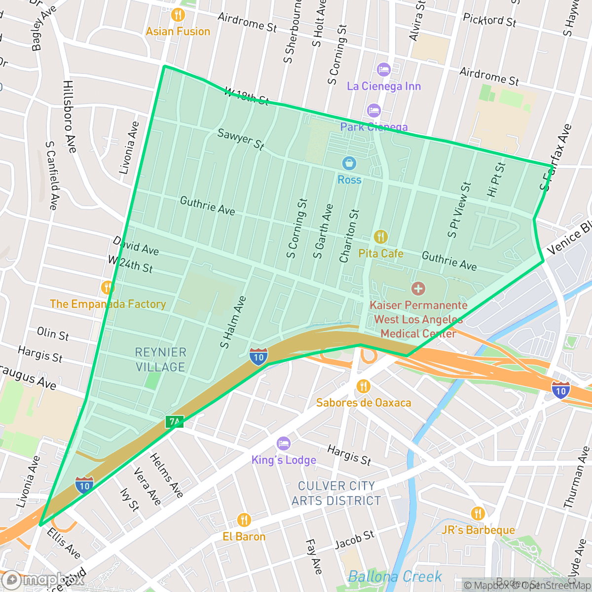 Map showing the location of Crestview, Los Angeles, CA
