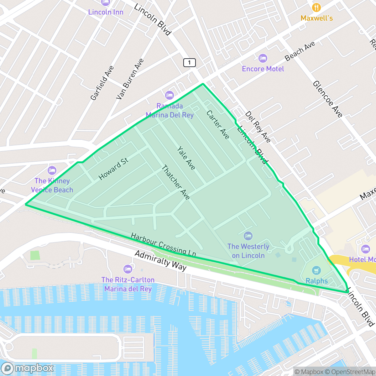 Map showing the location of Golden Triangle, Los Angeles, CA