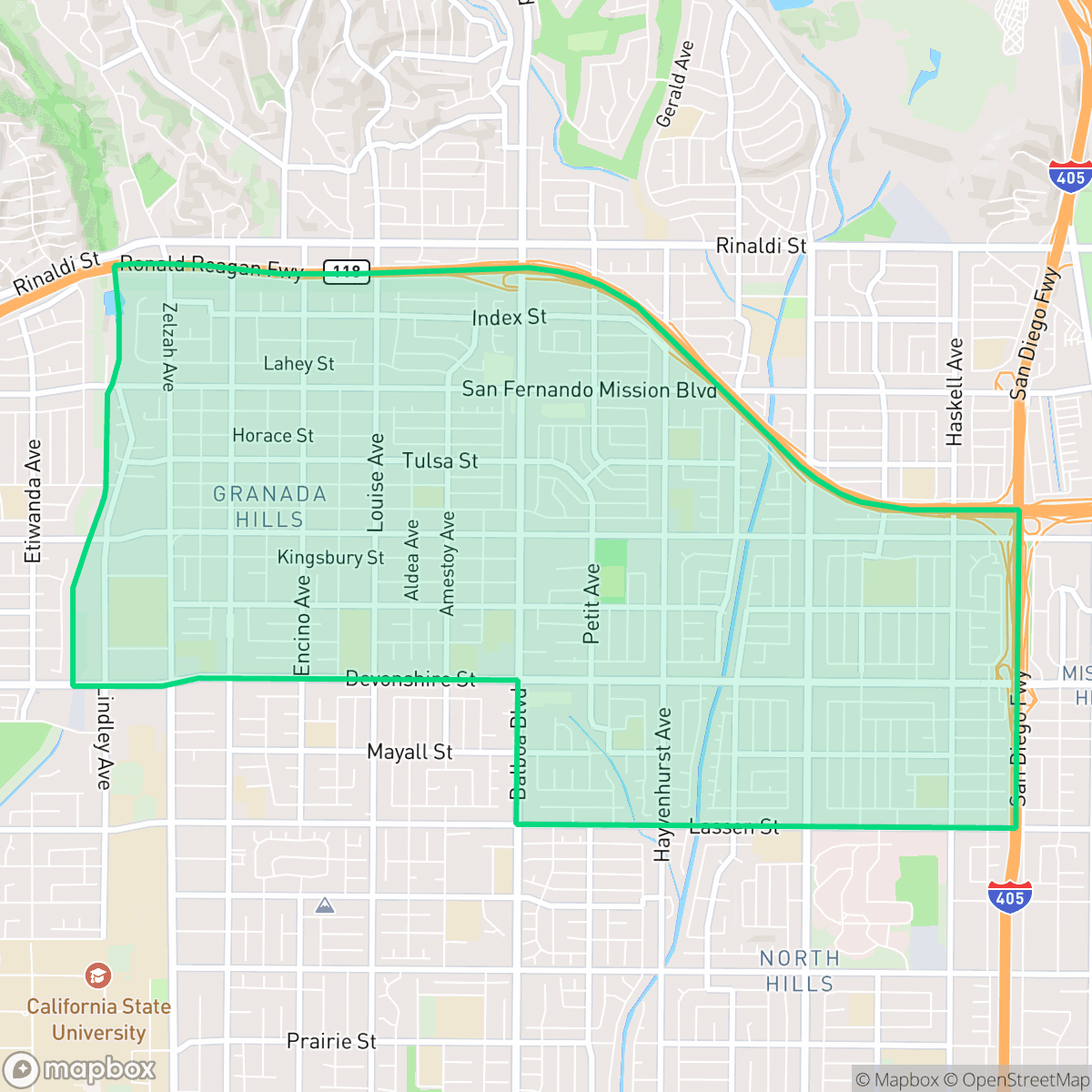 Map showing the location of Granada Hills South Neighborhood Council District, Los Angeles, CA