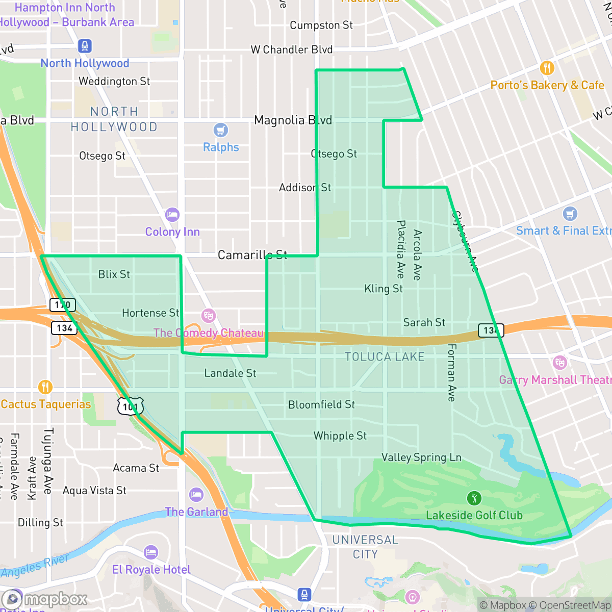 Map showing the location of Greater Toluca Lake Neighborhood Council District, Los Angeles, CA