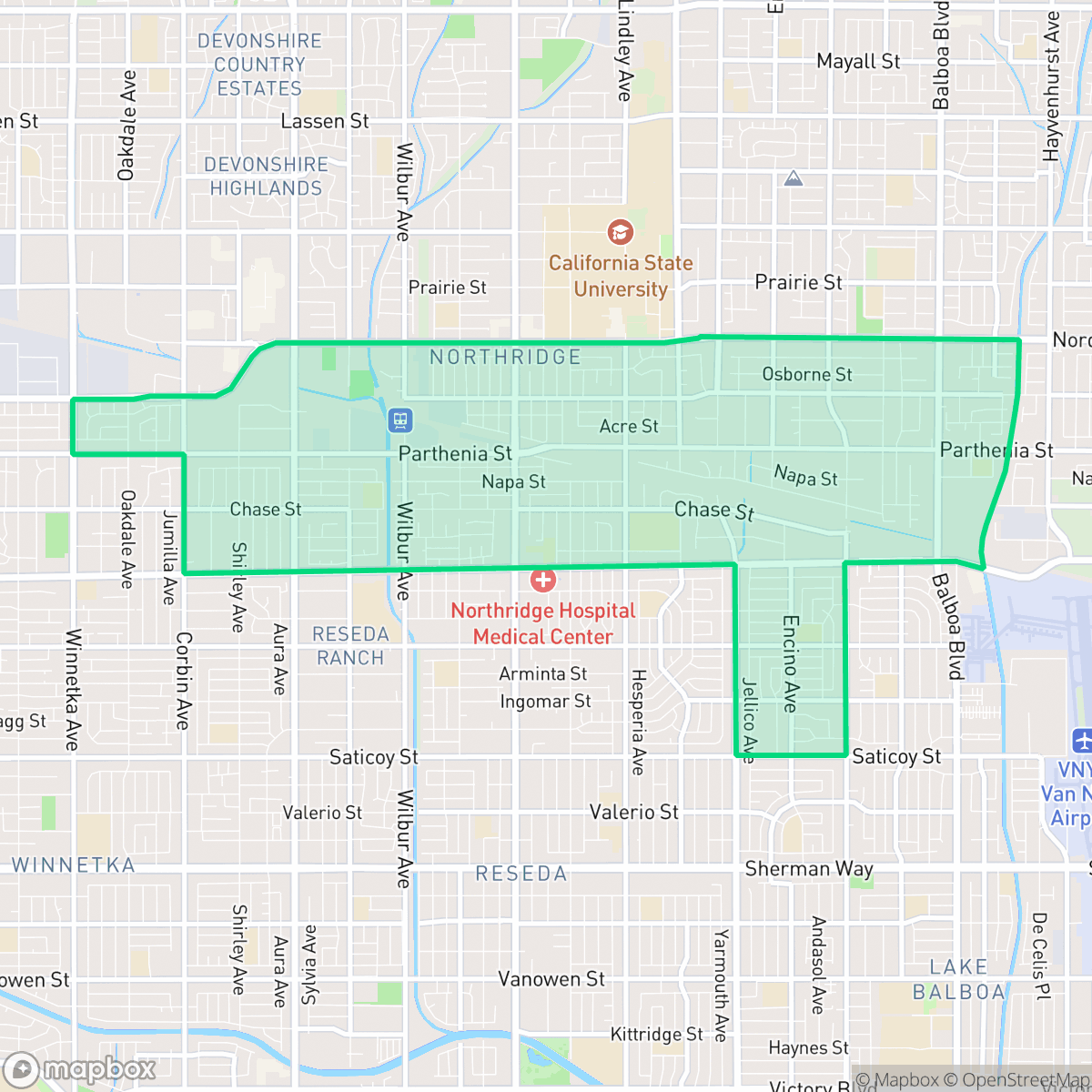 Map showing the location of Northridge South Neighborhood Council District, Los Angeles, CA