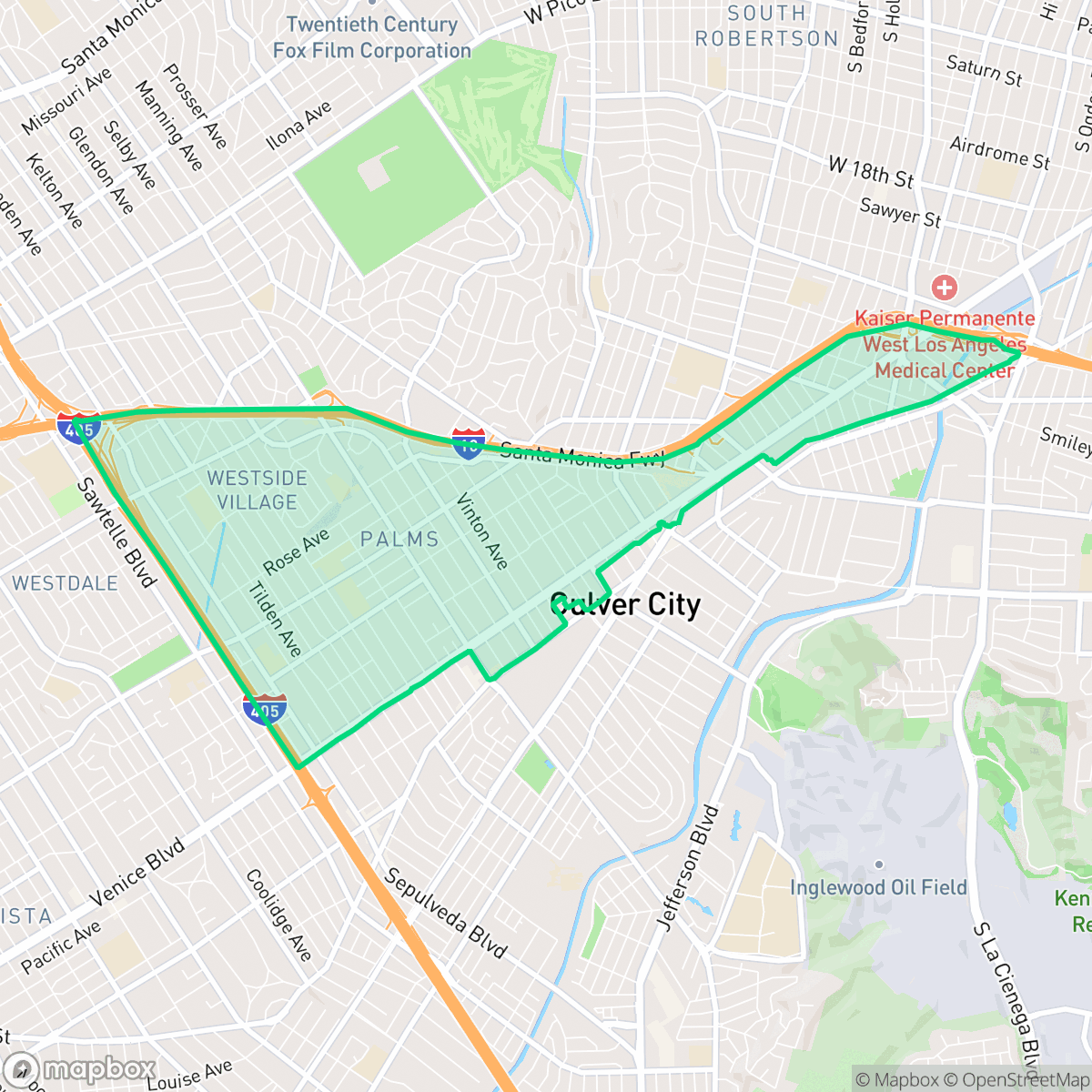 Map showing the location of Palms, Los Angeles, CA