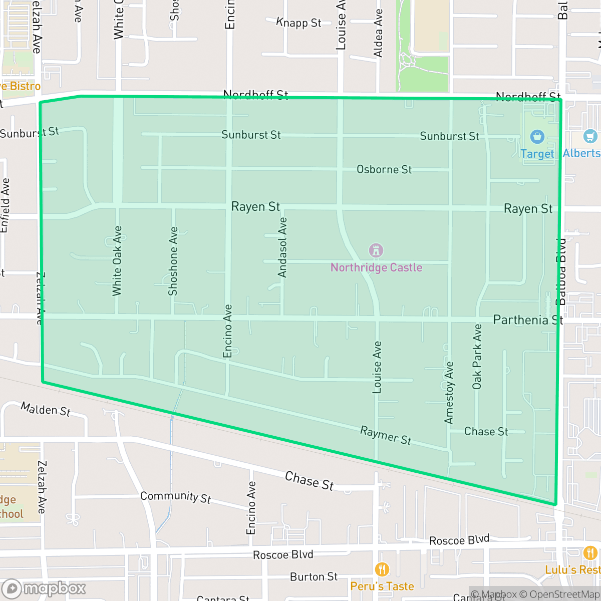 Map showing the location of Sherwood Forest, Los Angeles, CA