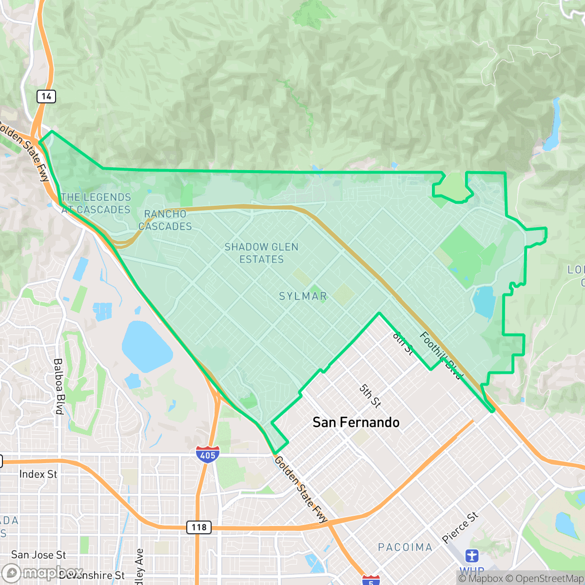 Map showing the location of Sylmar, Los Angeles, CA