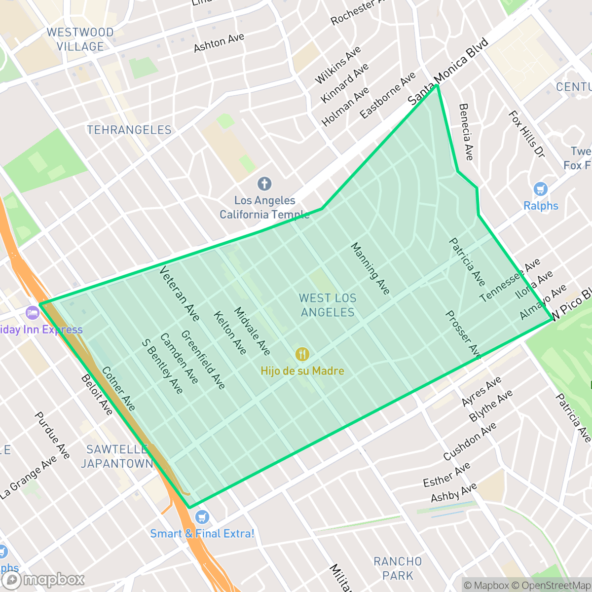 Map showing the location of West Los Angeles, Los Angeles, CA
