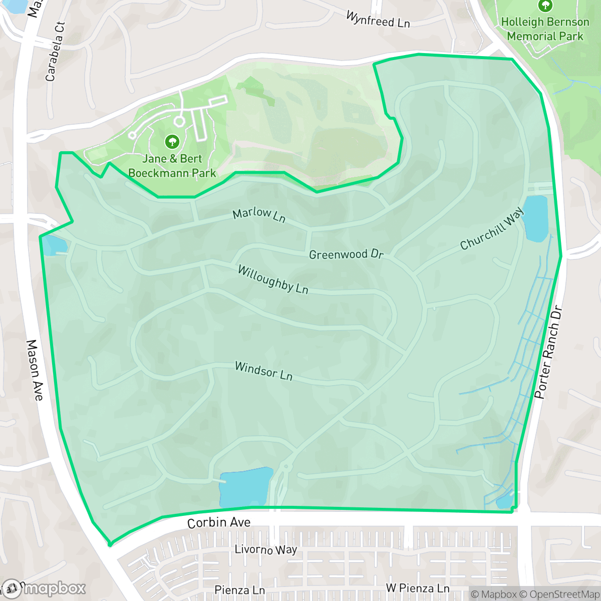 Map showing the location of Westcliffe at Porter Ranch, Los Angeles, CA