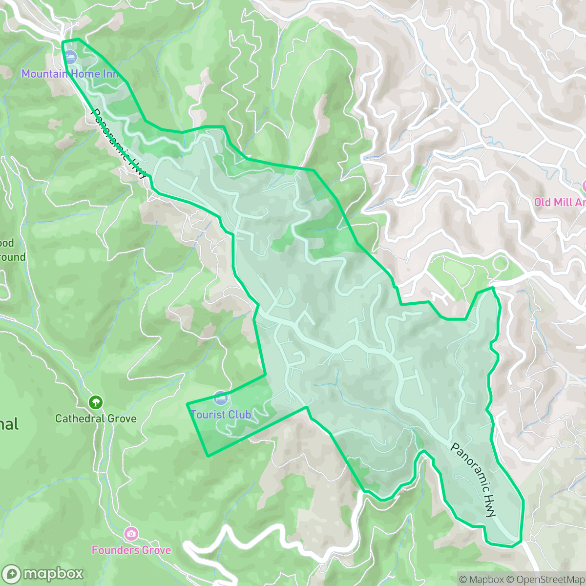 Map showing the location of Muir Woods Park, Mill Valley, CA