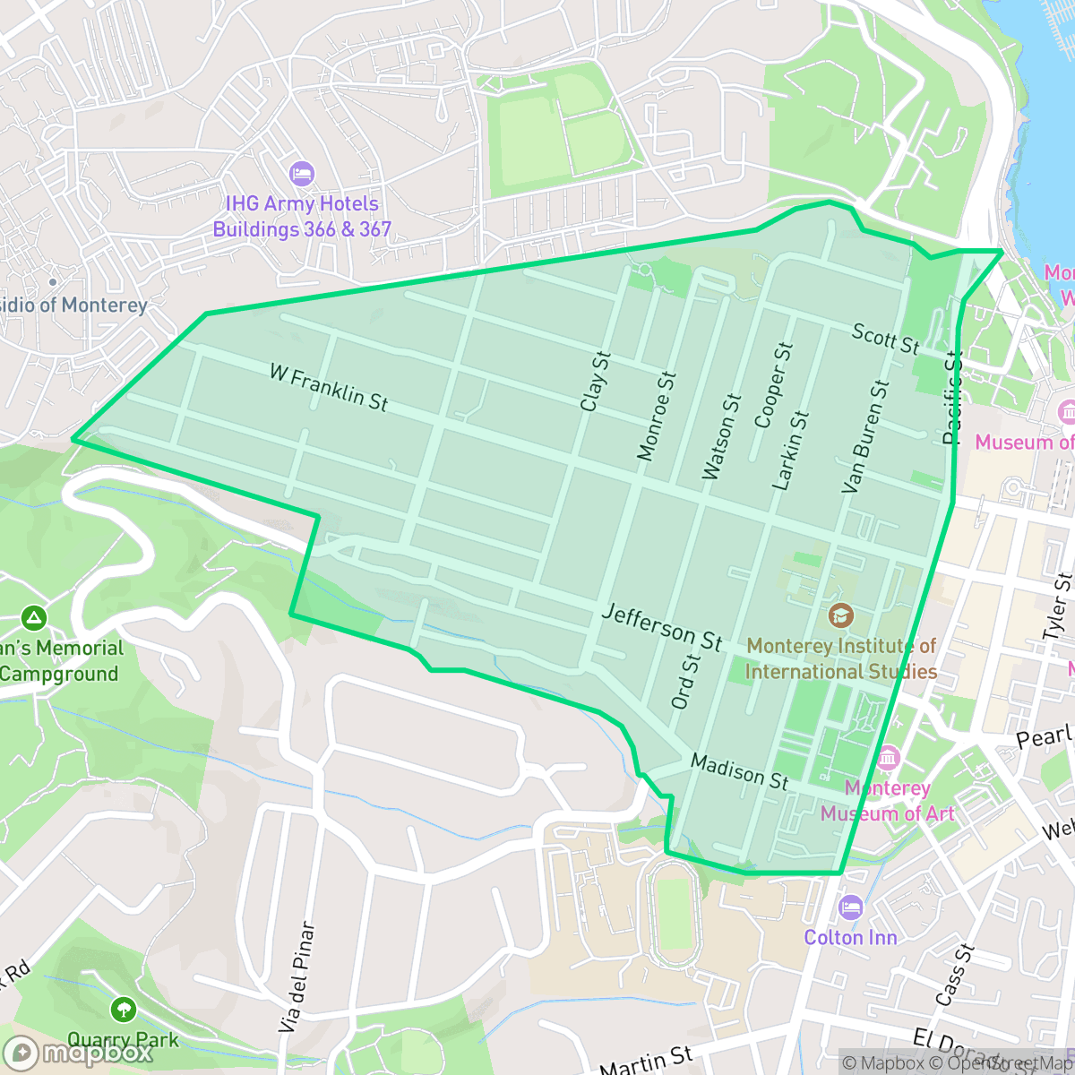 Map showing the location of Old Town, Monterey, CA