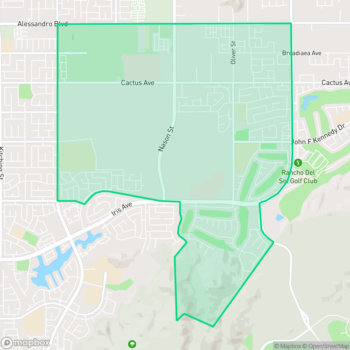 Map showing the location of La Jolla, Moreno Valley, CA