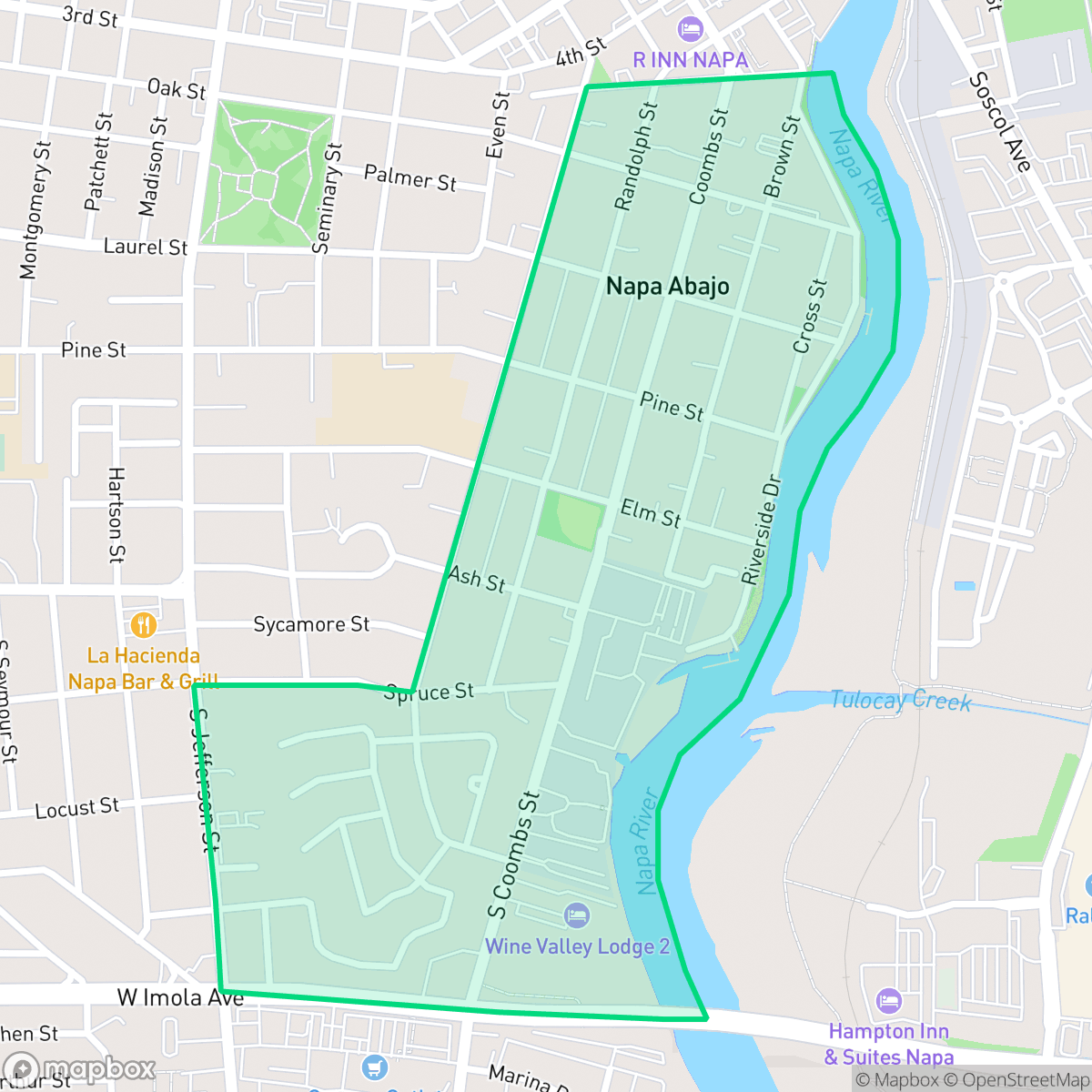 Map showing the location of Napa Abajo, Napa, CA