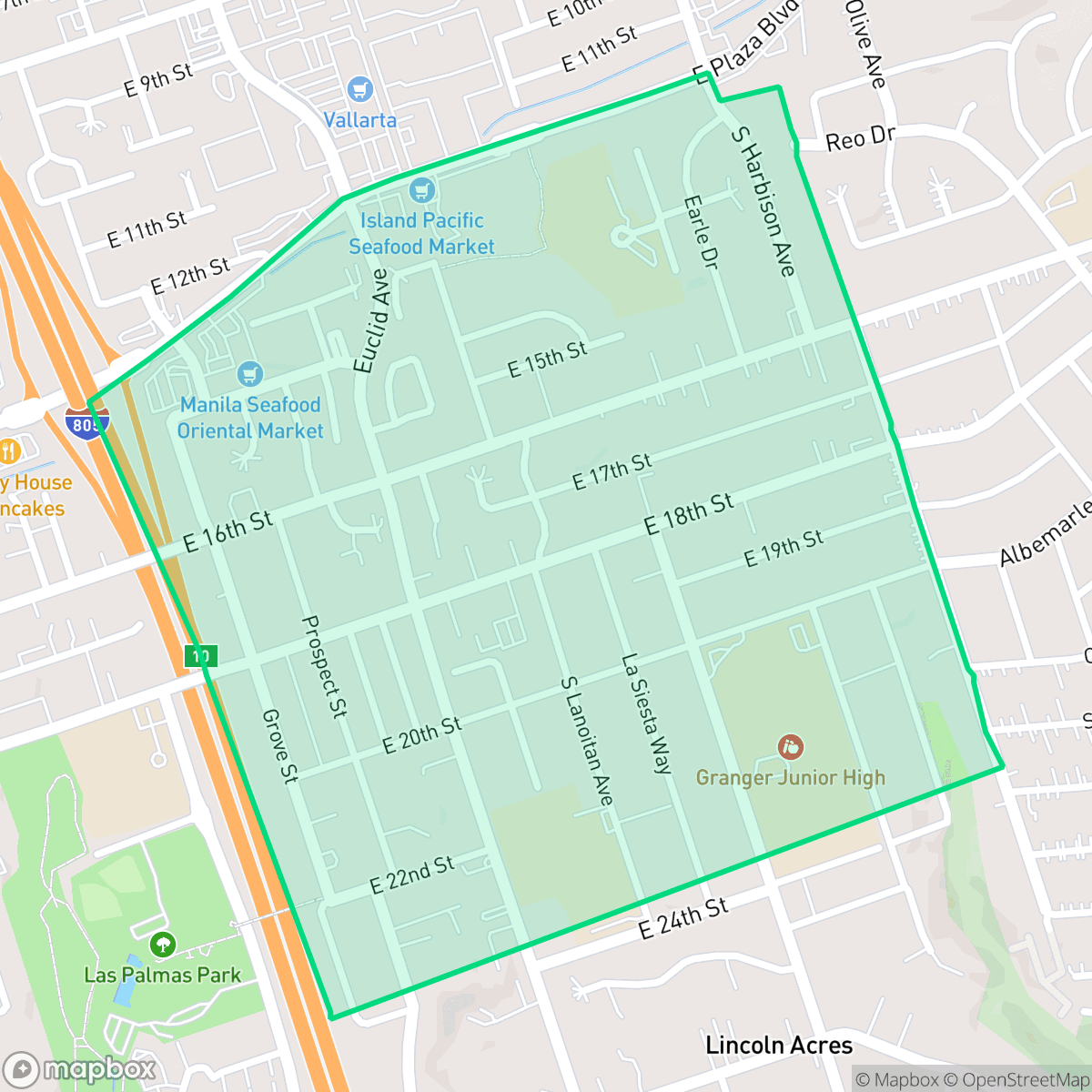 Map showing the location of Granger, National City, CA