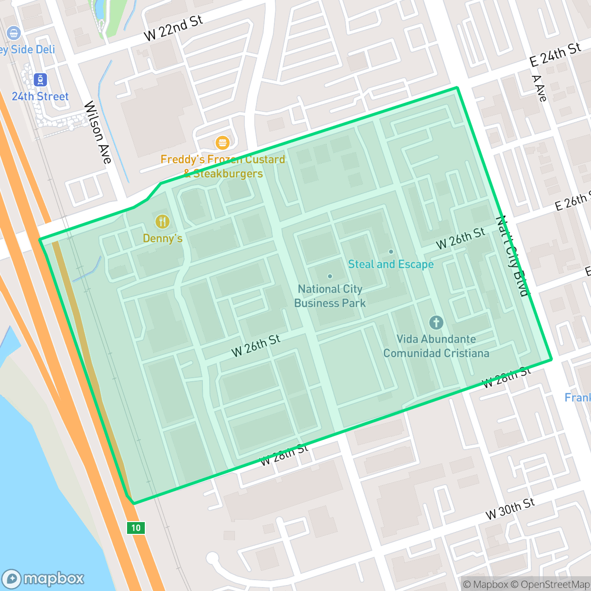 Map showing the location of South Port Bussiness Center, National City, CA