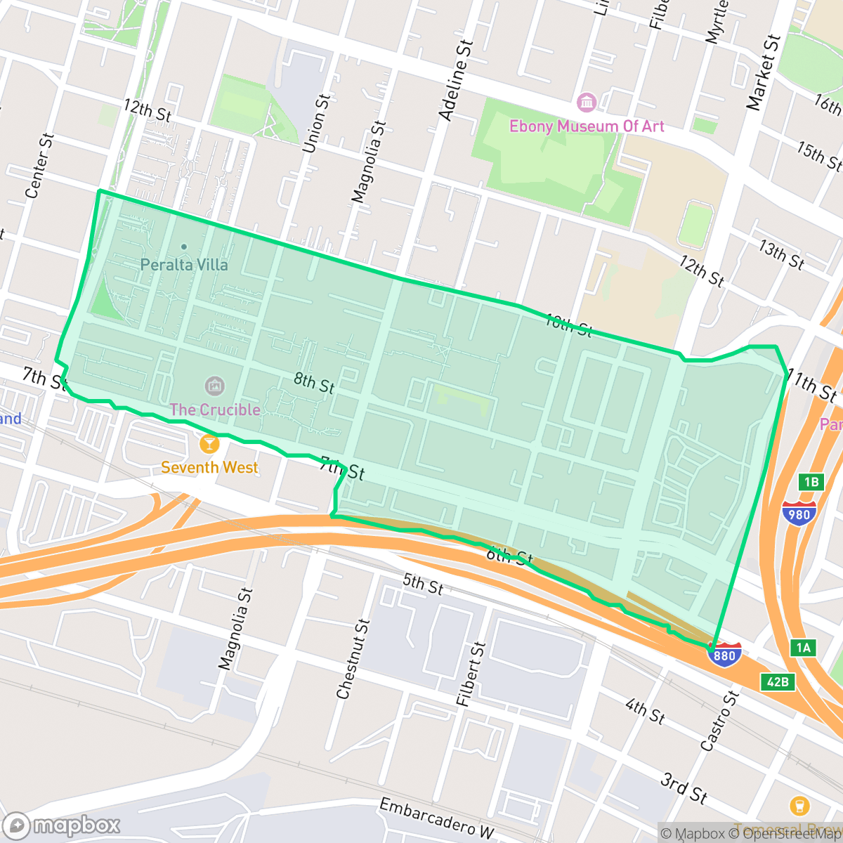 Map showing the location of Acorn, Oakland, CA