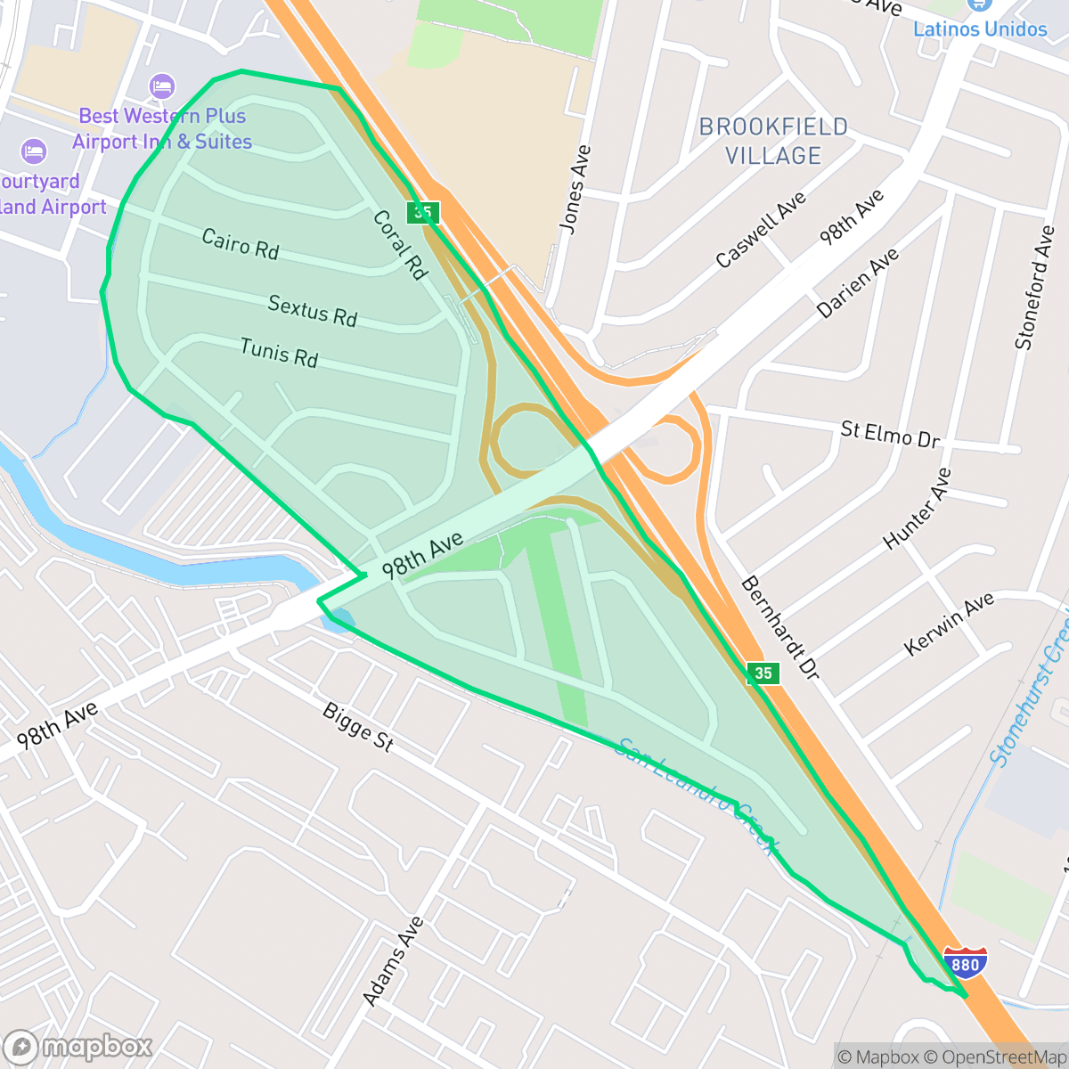 Map showing the location of Columbia Gardens, Oakland, CA