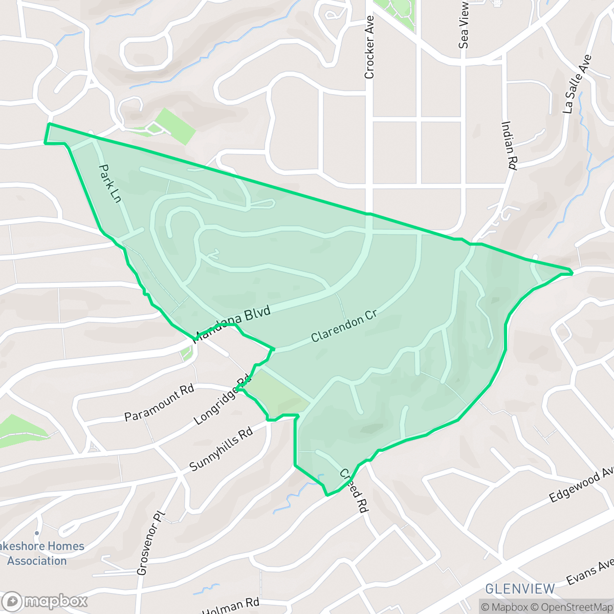 Map showing the location of Crocker Highland, Oakland, CA