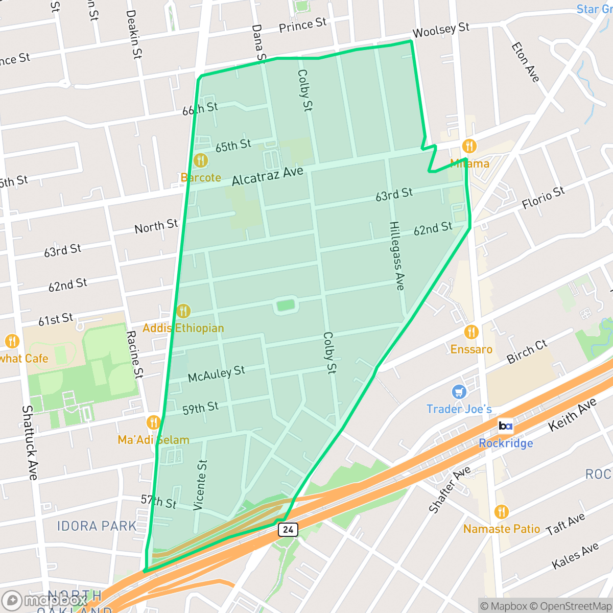 Map showing the location of Fairview Park, Oakland, CA