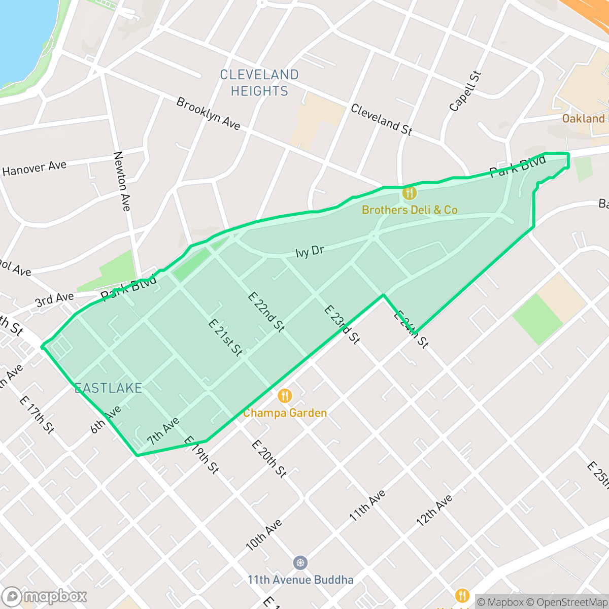 Map showing the location of Ivy Hill, Oakland, CA