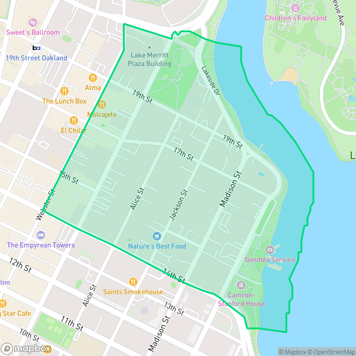 Map showing the location of Lakewide, Oakland, CA