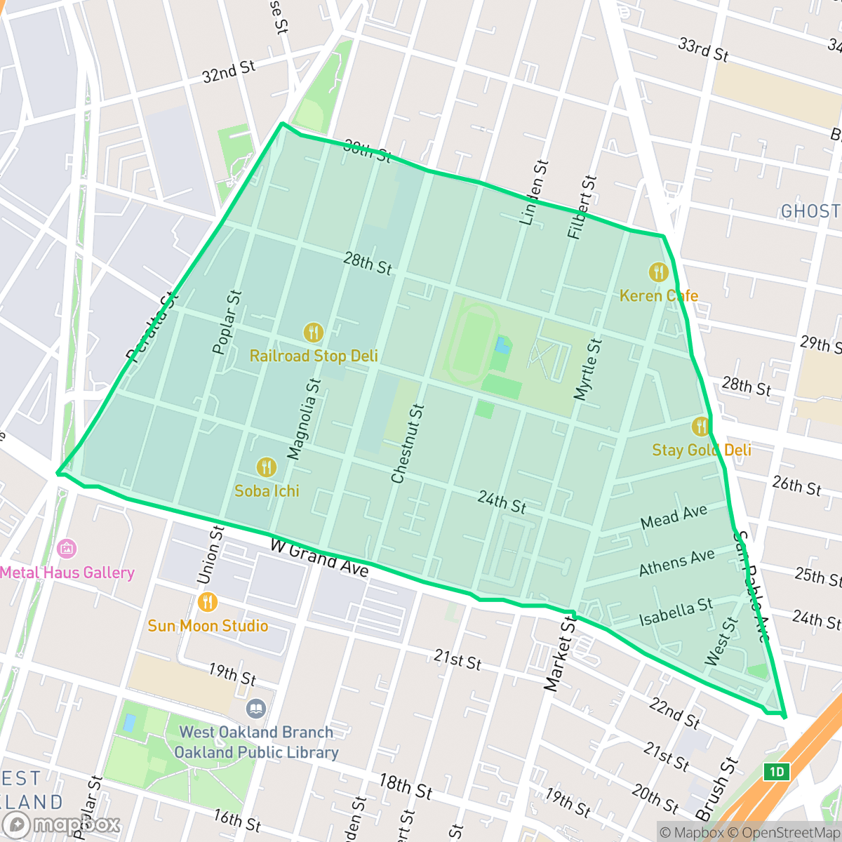 Map showing the location of McClymonds, Oakland, CA