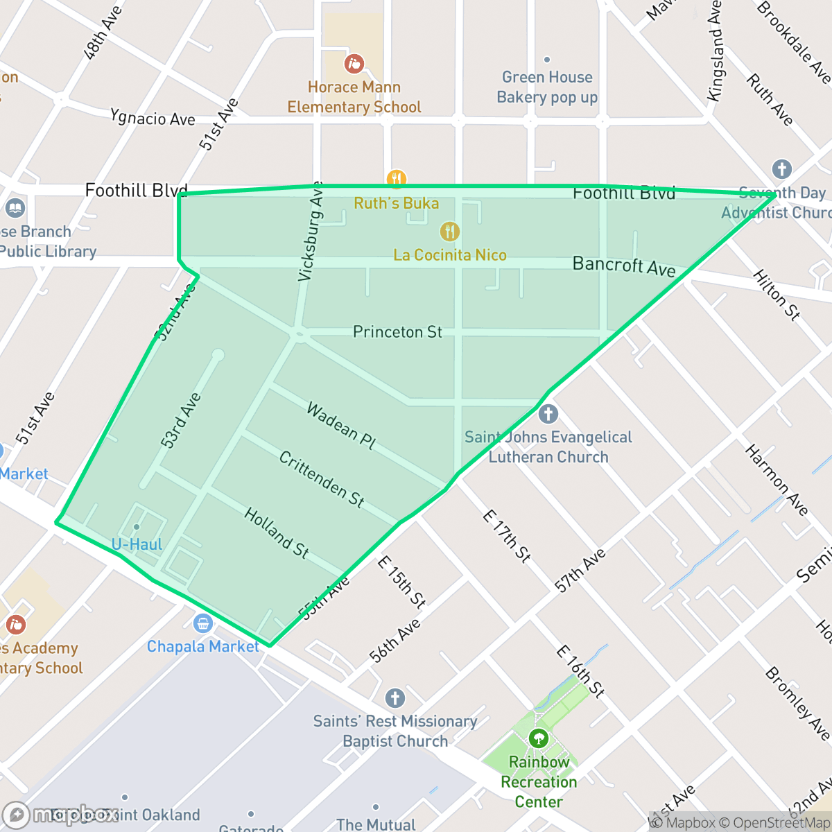 Map showing the location of Wentworth Holland, Oakland, CA