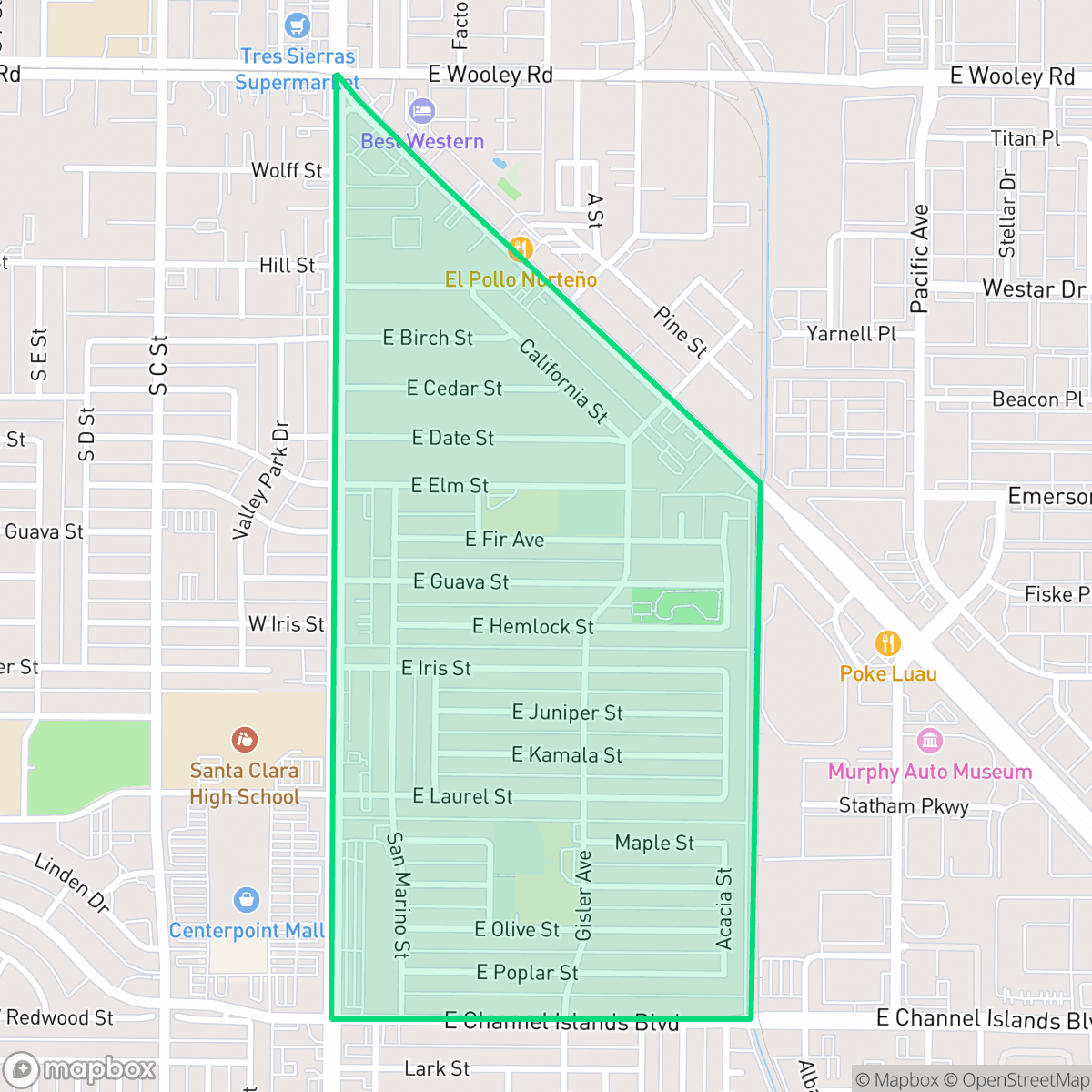 Map showing the location of Cal-Gisler, Oxnard, CA
