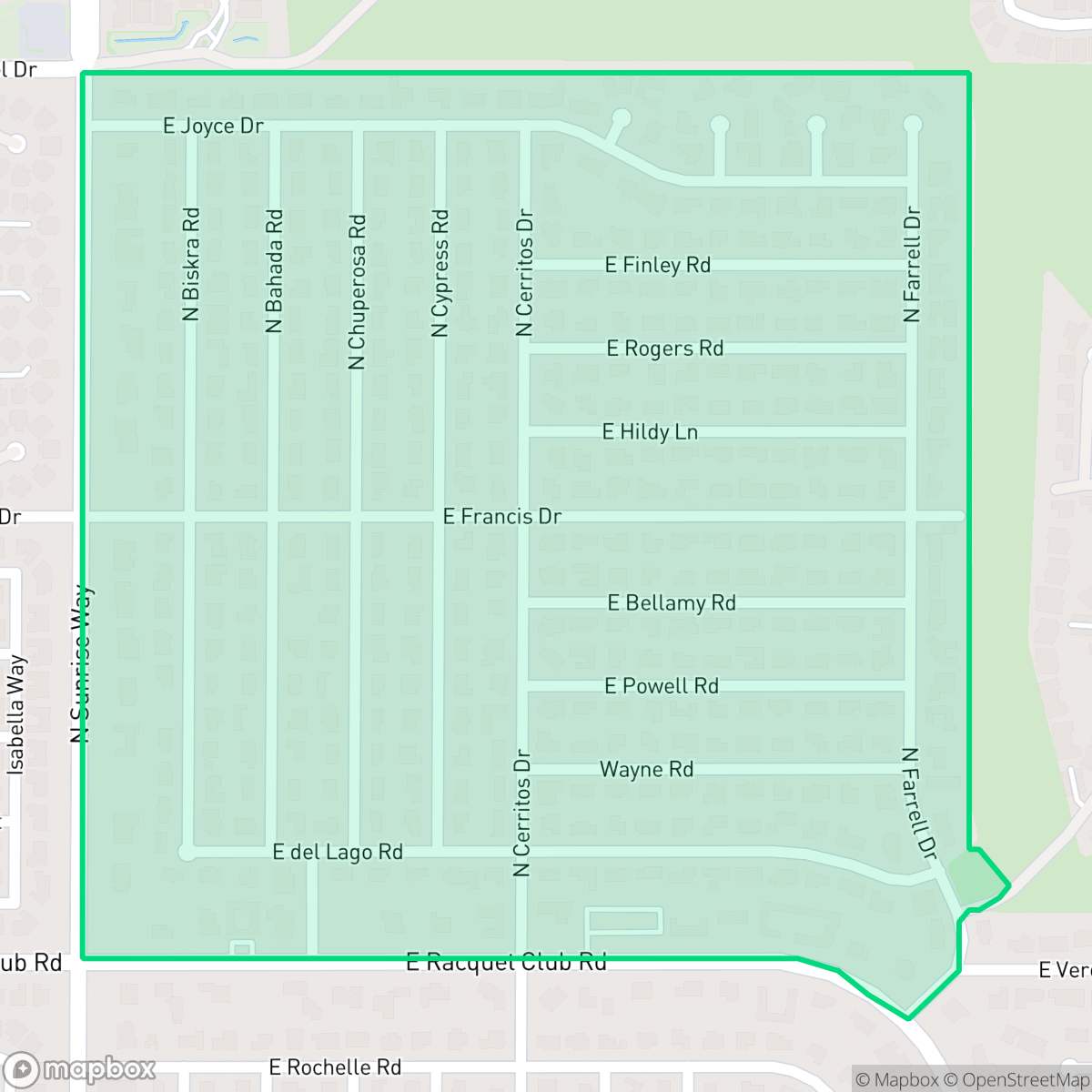 Map showing the location of Desert Park Estates, Palm Springs, CA