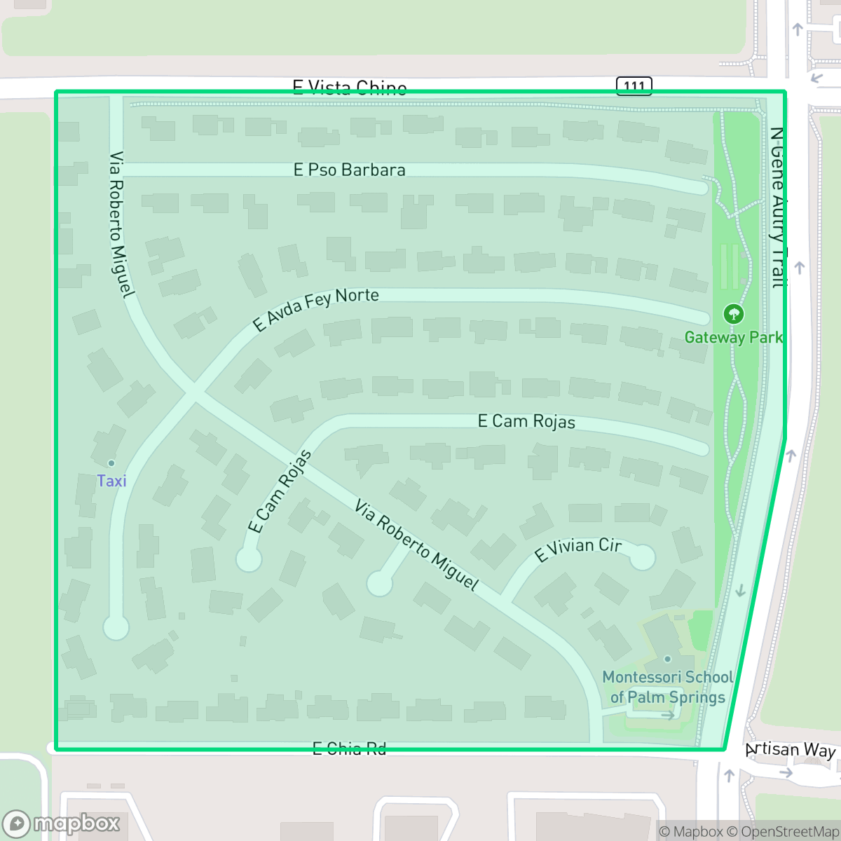 Map showing the location of El Rancho Vista Estates, Palm Springs, CA