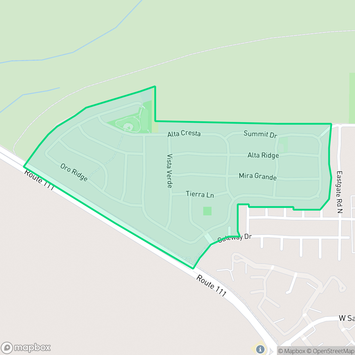 Map showing the location of Mountain Gate, Palm Springs, CA
