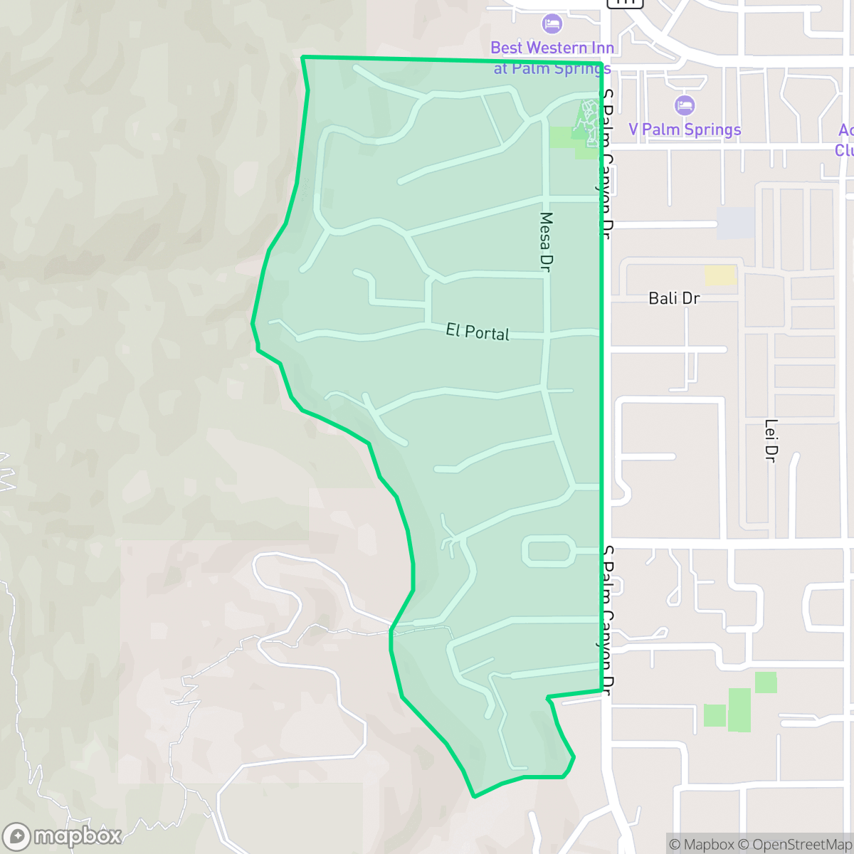 Map showing the location of The Mesa, Palm Springs, CA