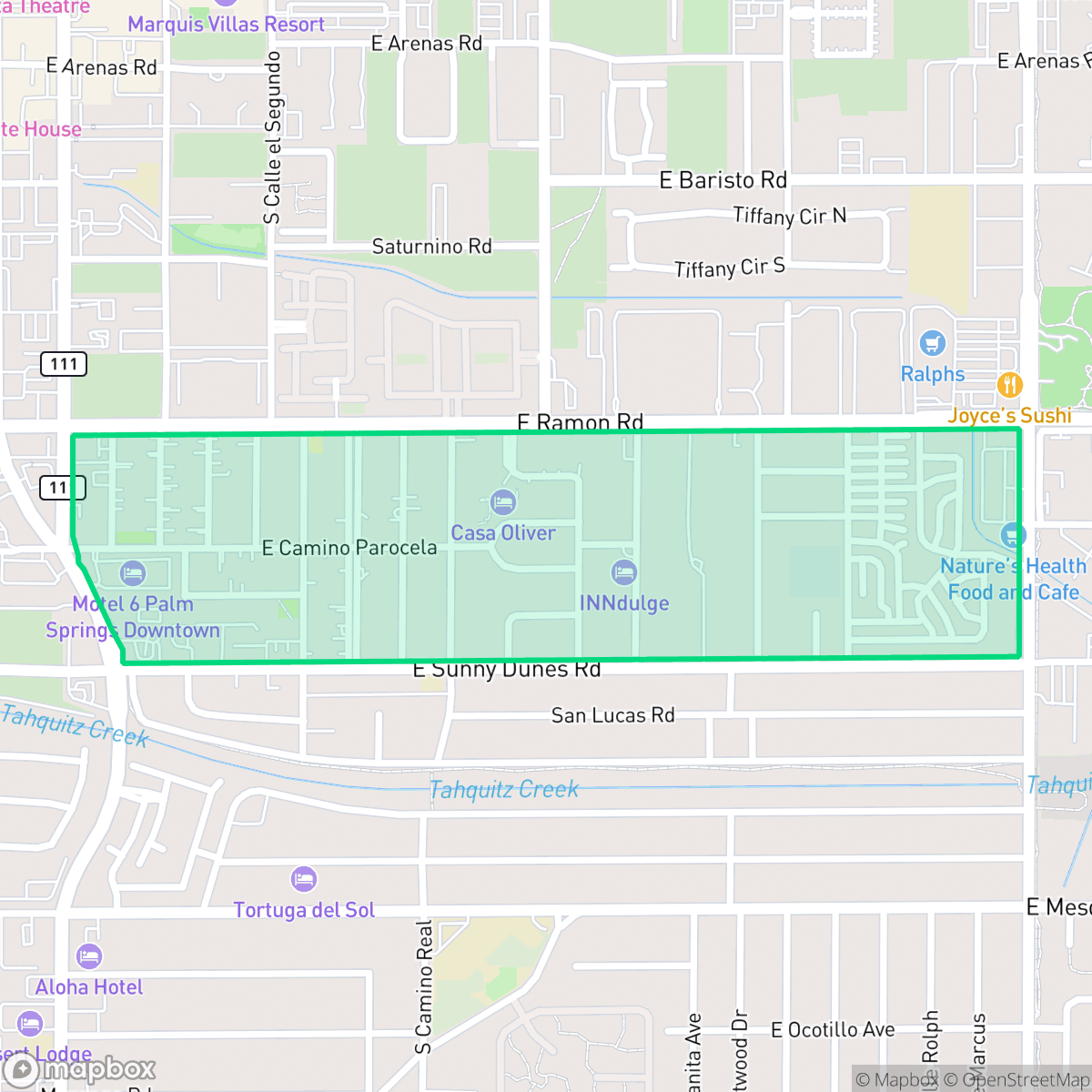 Map showing the location of Warm Sands, Palm Springs, CA