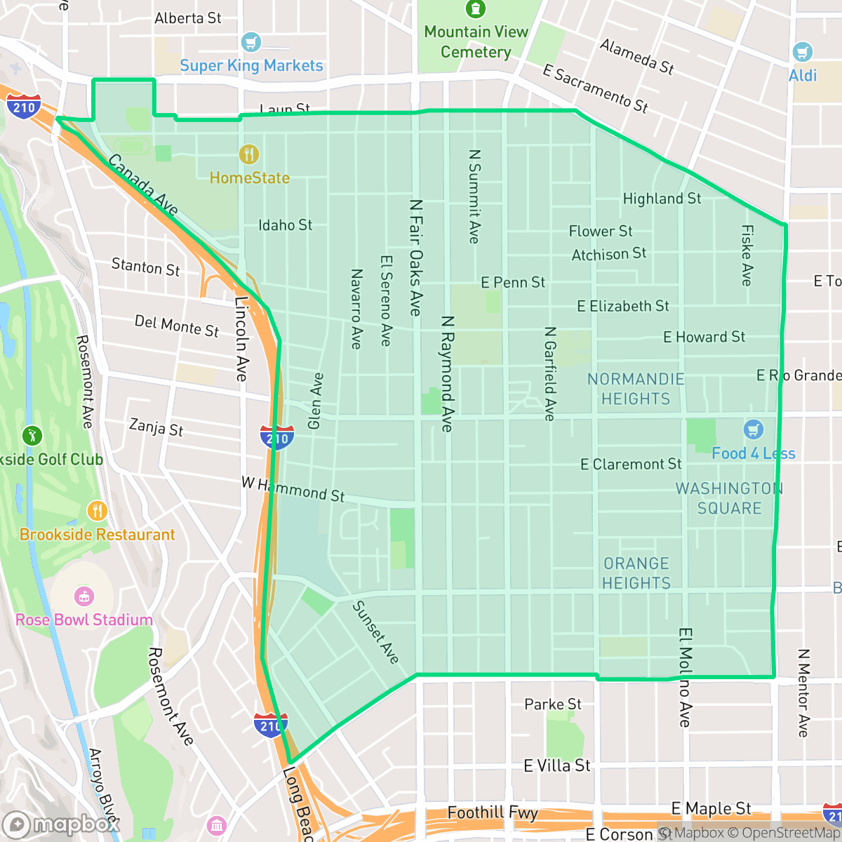 Map showing the location of North Central, Pasadena, CA