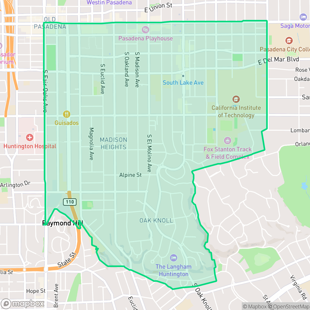 Map showing the location of South, Pasadena, CA