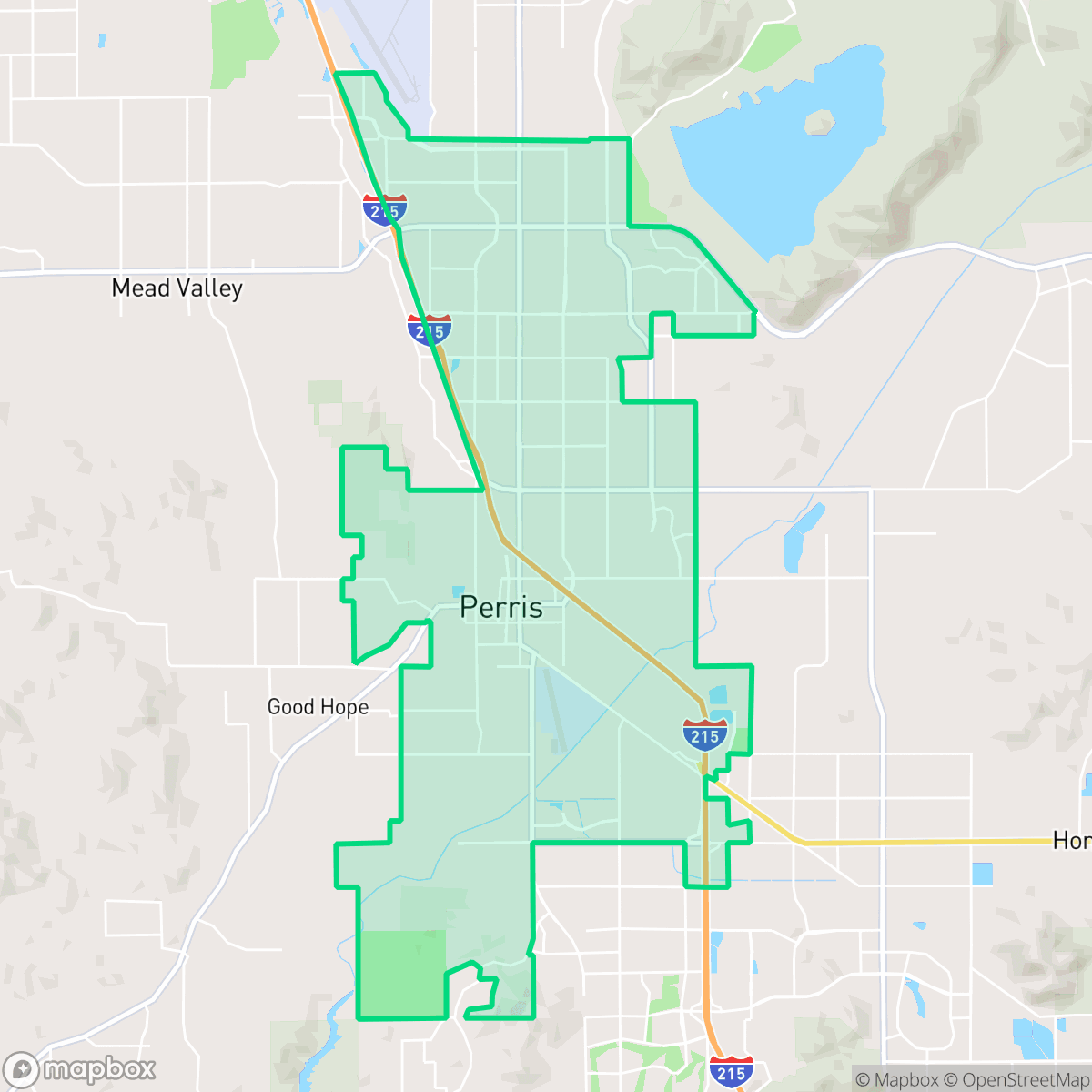 Map showing the location of Perris, CA — coverage area