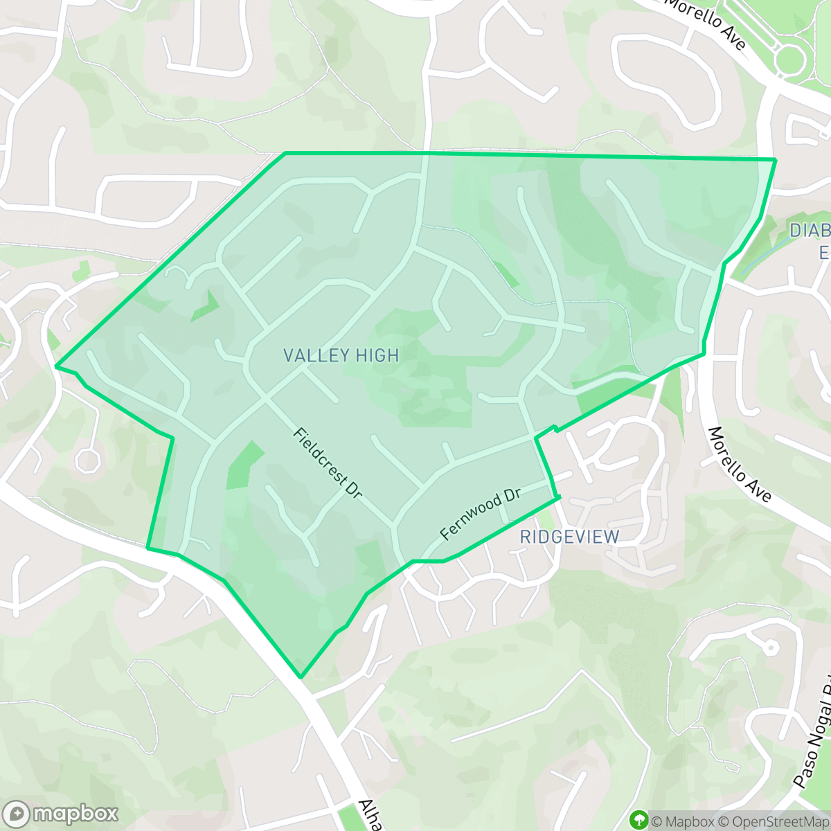 Map showing the location of Valley High, Pleasant Hill, CA