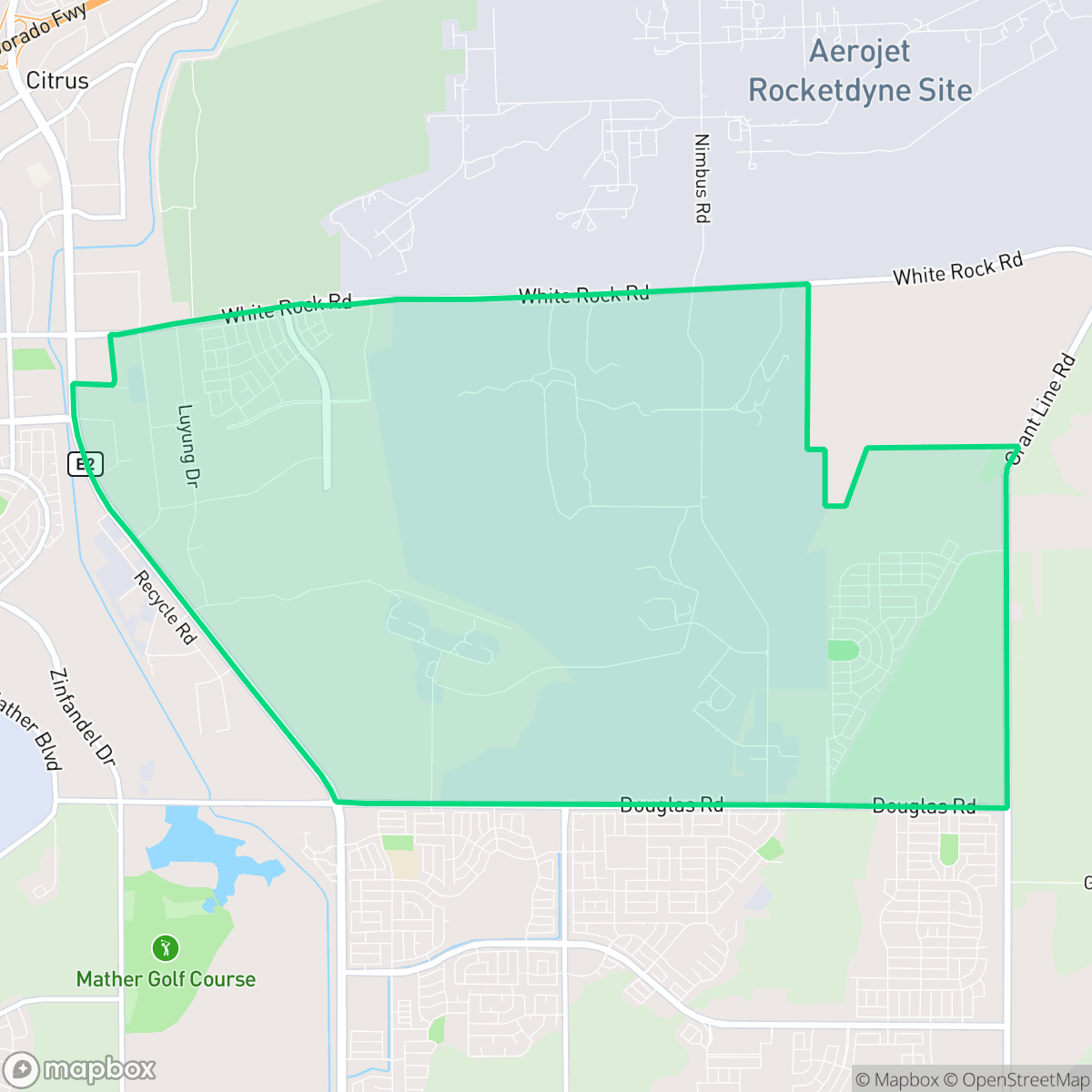 Map showing the location of Rio del Oro, Rancho Cordova, CA