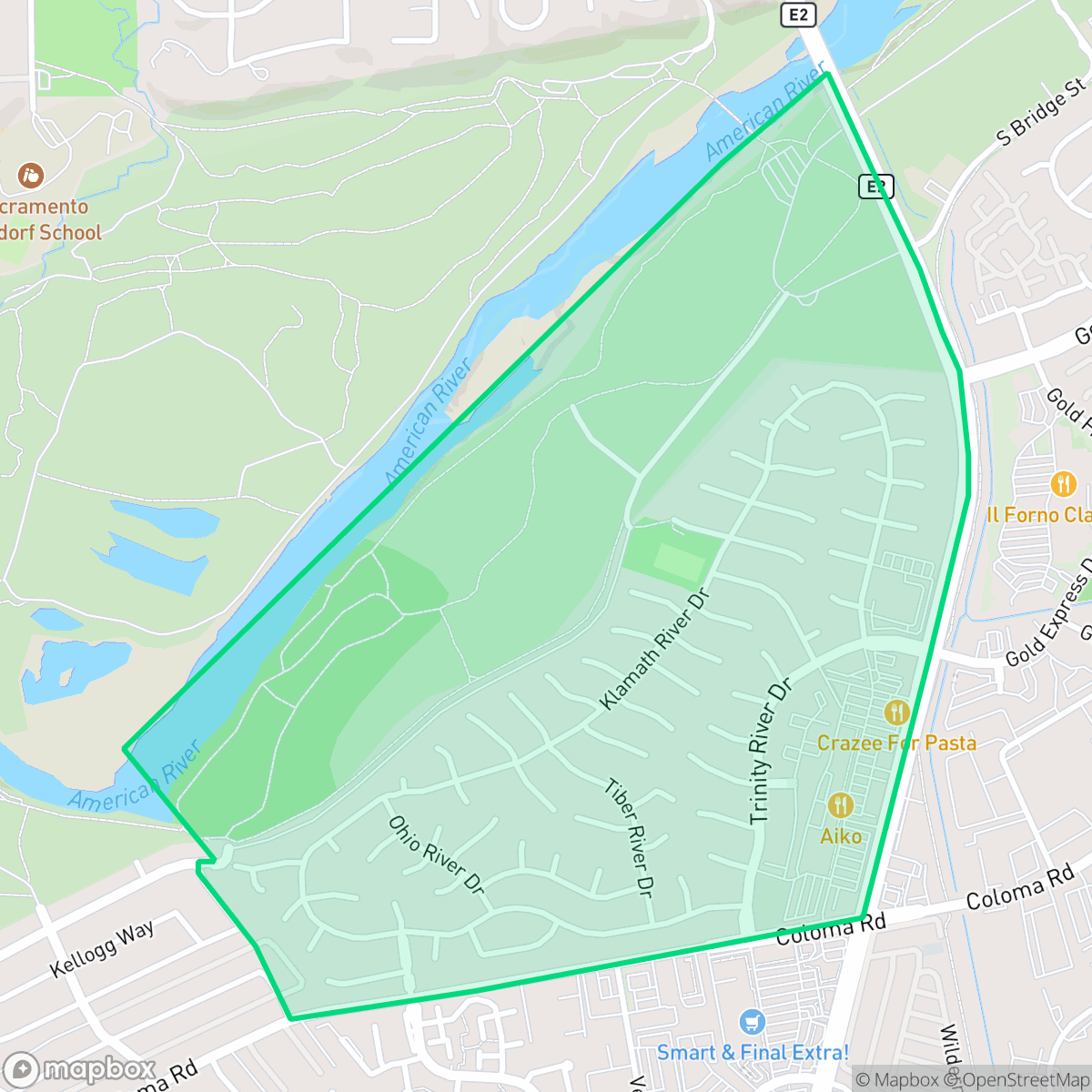 Map showing the location of Sun River, Rancho Cordova, CA
