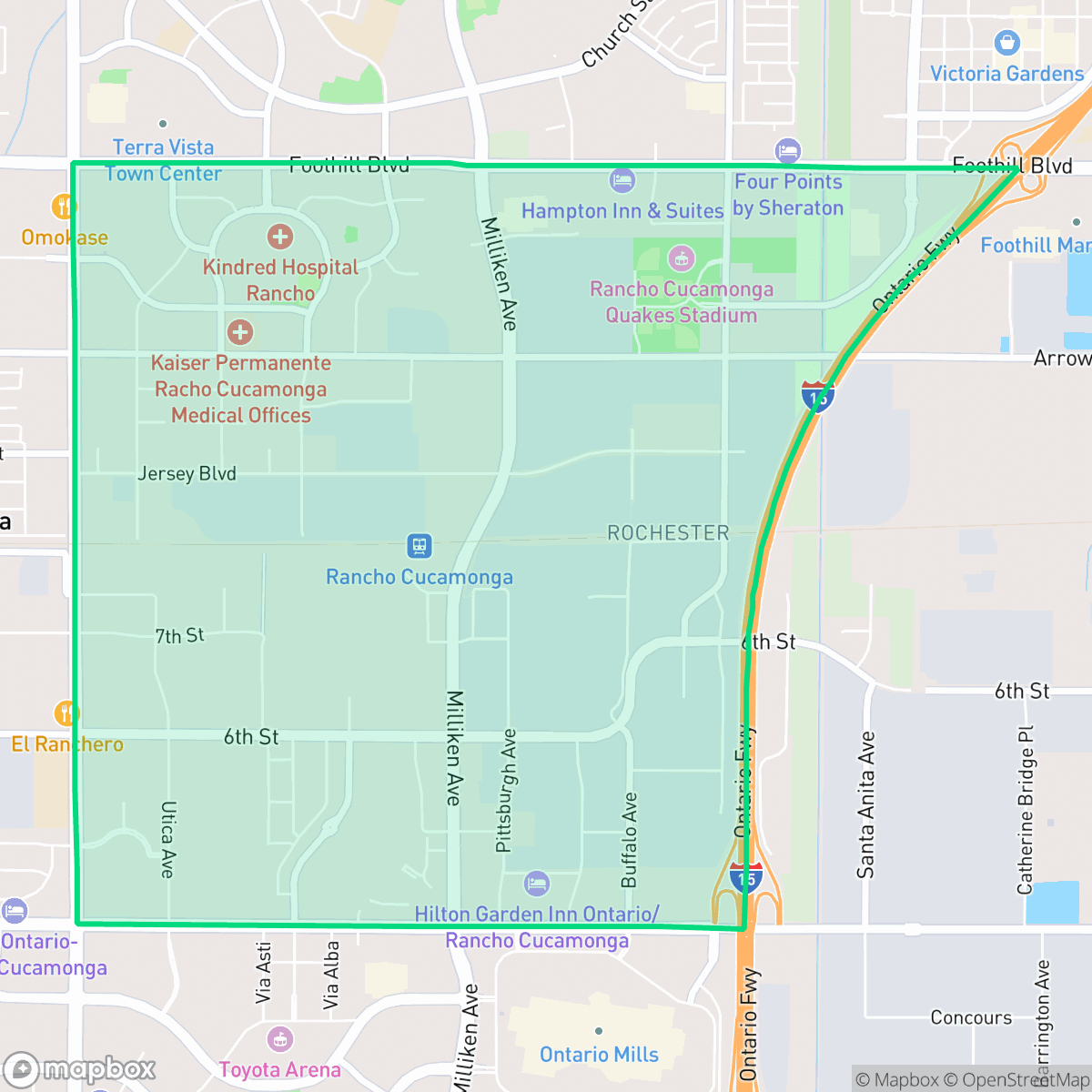Map showing the location of Central South, Rancho Cucamonga, CA