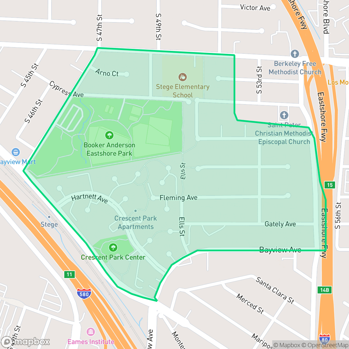 Map showing the location of Parkview, Richmond, CA
