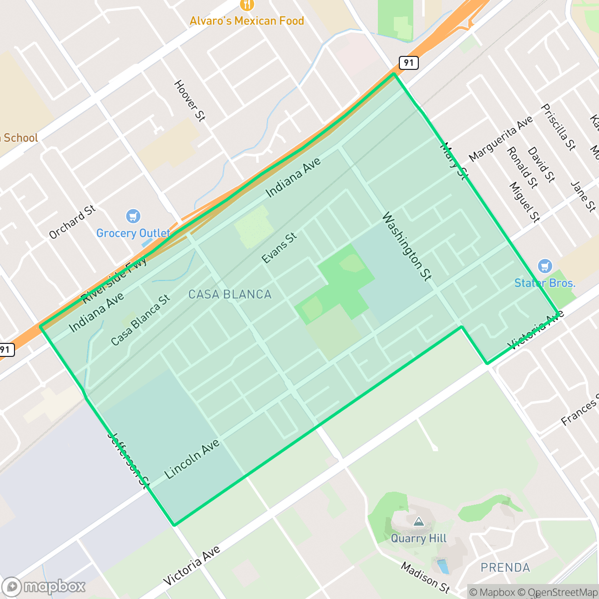 Map showing the location of Casablanca, Riverside, CA