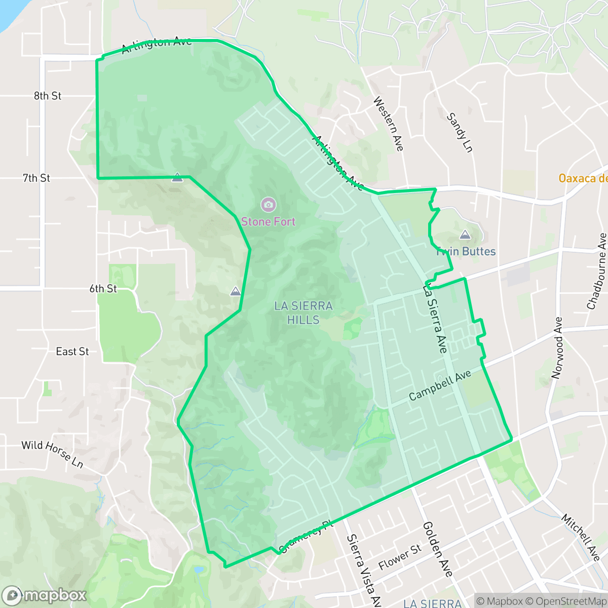 Map showing the location of La Sierra Hills, Riverside, CA