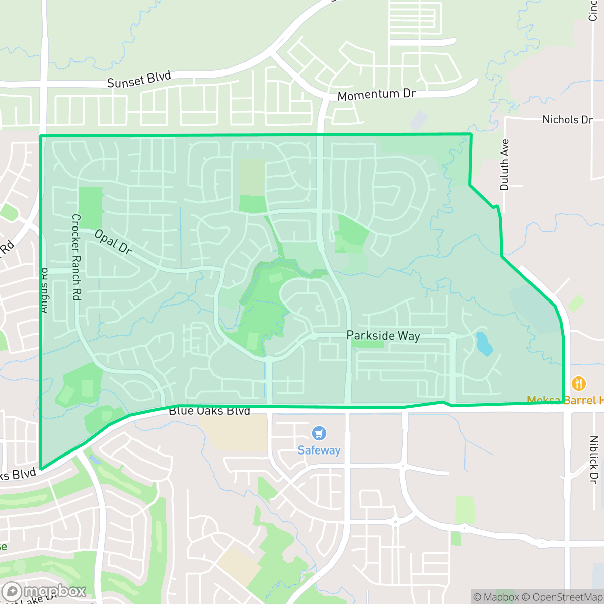Map showing the location of Blue Oaks, Roseville, CA